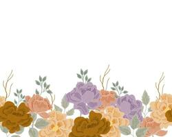 Vintage Hand Drawn Dusty Rose Flower Seamless Background vector