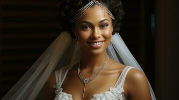 Elegant Bride Radiates Beauty in Delicate Bridal Attire photo