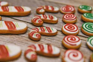 Christmas colorful cookies for background photo