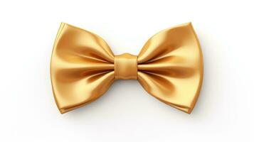 AI generated Gold Bowtie and Ribbon Isolated on the White Background photo