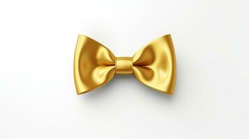 AI generated Gold Bowtie and Ribbon Isolated on the White Background photo