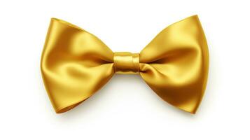 AI generated Gold Bowtie and Ribbon Isolated on the White Background photo