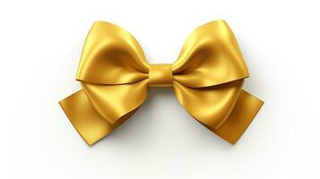 AI generated Gold Bowtie and Ribbon Isolated on the White Background photo