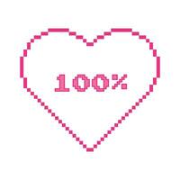 Pixel heart icon 100 percent in y2k style vector