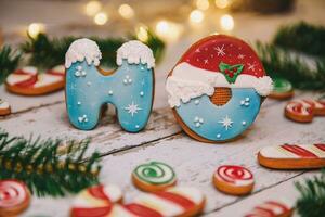 Christmas colorful cookies for background photo