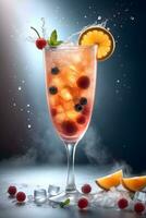 Splashing Fruit Cocktail Artistic Promotional Video Ai Generative photo