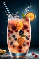 salpicaduras Fruta cóctel artístico promocional vídeo ai generativo foto