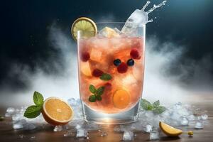 Splashing Fruit Cocktail Artistic Promotional Video Ai Generative photo