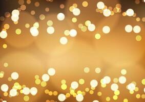 Christmas background with golden bokeh lights design vector