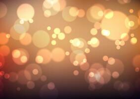 Golden Christmas background with bokeh lights design vector