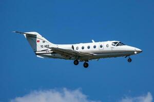 Istanbul, Turkey, 2019 - Ziver Air Beechcraft 400A Beechjet TC-NEO business jet arrival and landing at Istanbul Ataturk Airport photo