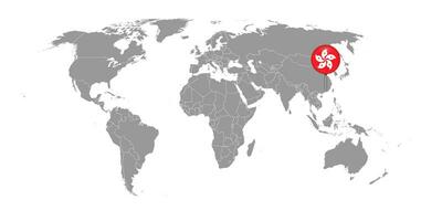 Pin map with Hong Kong flag on world map. Vector illustration.