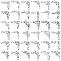 Vector illustration of decorative corner frame set. Set Hand Draw of Corners Different Shapes Flower Decoration Vector Design Doodle Sketch Style for Wedding and Banner.