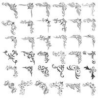 Vector illustration of decorative corner frame set. Set Hand Draw of Corners Different Shapes Flower Decoration Vector Design Doodle Sketch Style for Wedding and Banner.