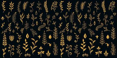 Golden vintage floral elements art deco style decoration. Vector graphic elements for design vector elements. Swirl elements decorative illustration.