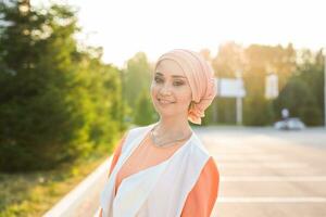 Portrait of a beautiful Arabian Woman wearing Hijab, Muslim girl photo