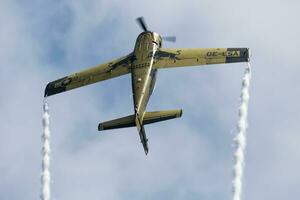 Cakovec, Croatia, 2018 - Old timer warbird at air base and airfield. Cold war and World War aviation. Airshow display. Aged military aircraft. Fly and flying. photo