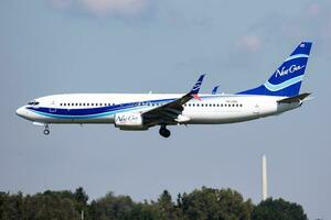 Munich, Germany, 2019 - New Gen Airways passenger plane at airport. Schedule flight travel. Aviation and aircraft. Air transport. Global international transportation. Fly and flying. photo