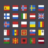 Europe flag icon set square shape flat design vector illustration photo