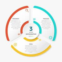 Circle chart infographic template with 3 options for presentations vector