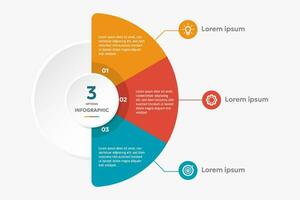 circulo gráfico infografía modelo con 3 opciones para presentaciones vector