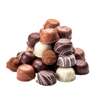 AI generated set of chocolates. photorealistic image of various chocolates, confectionery png