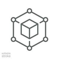 Framework icon. Simple outline style. Cloud, native, react, atom, computer technology concept. Thin line symbol. Vector illustration isolated. Editable stroke.