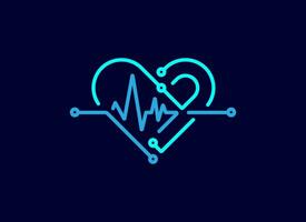 concept of cardiology or heart health, graphic of heart shape combined with heart pulse with editable path for customise vector