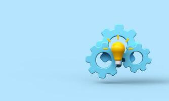 Light bulb and gears. Innovation icon. Business concept idea. 3d render photo