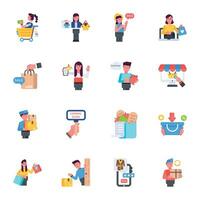 Modern Collection of Online Shopping Flat Icons vector