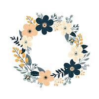 frame with gentle vector flowers in flat style for wedding invitations and design.