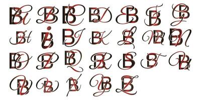 Set Collection of letter BA to BZ Luxury logo design template. suitable for your company, business and etc vector