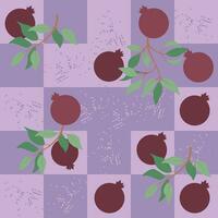 Vector color block seamless pattern with pomegranates. Wallpaper, background, paper or textile print.