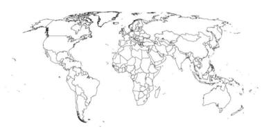 Detailed outline world map. Vector illustration.