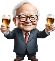 AI generated a cartoon uncle man holding up a glass enjoy party ai generative png