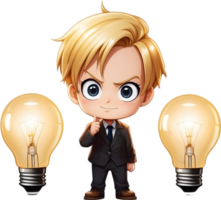 AI generated anime character with blonde hair and lightbulb png