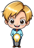 AI generated anime character with blonde hair and lightbulb png