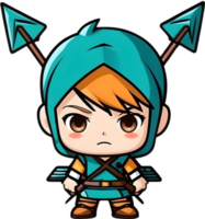 AI generated cartoon arrow boy with hoodie and bow png