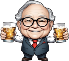 AI generated a cartoon uncle man holding up a glass enjoy party ai generative png