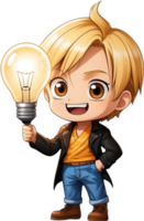 AI generated anime character with blonde hair and lightbulb png