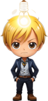 AI generated anime character with blonde hair and lightbulb png