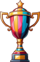 AI generated gold trophy cup on transparent background ai generative png