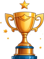 AI generated gold trophy cup on transparent background ai generative png