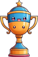 AI generated gold trophy cup on transparent background ai generative png