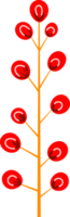 Christmas holly sprig element isolated on background. Red berries on branch. Rowan icon in simple flat style png