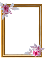 Gold frame with beautiful watercolor floral bouquet clipart png