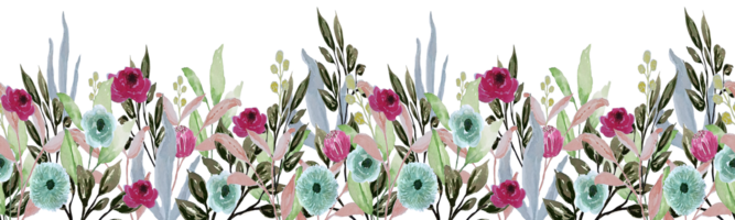 Watercolor floral spring border.Botanical flower frame illustration png