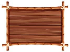 bambú marco desde palos y cuerda con de madera tablón, escritorio en dibujos animados estilo, frontera aislado en blanco antecedentes. tribal panel, juego menú. vector ilustración png