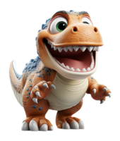 AI generated 3d illustration of t rex dinosaur cartoon character on transparent background, generative ai png