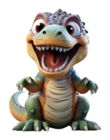 AI generated 3d illustration of t rex dinosaur cartoon character on transparent background, generative ai png